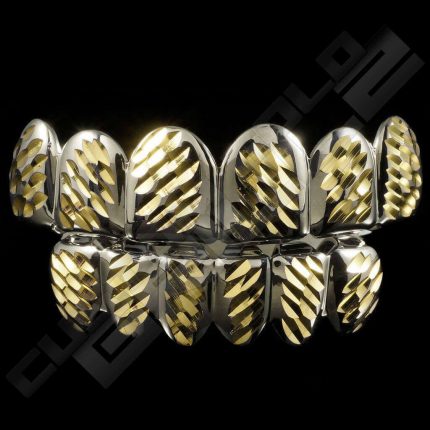 Silver Plated Gold Diamond Cut Grillz